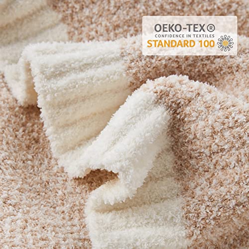 Image of Snuggle Sac Queen Size Bedding Blankets, Super Soft Warm Oversized Bed Blankets Cozy Knit Fuzzy Blankets for Bed, Heather Beige, 90x90 inches