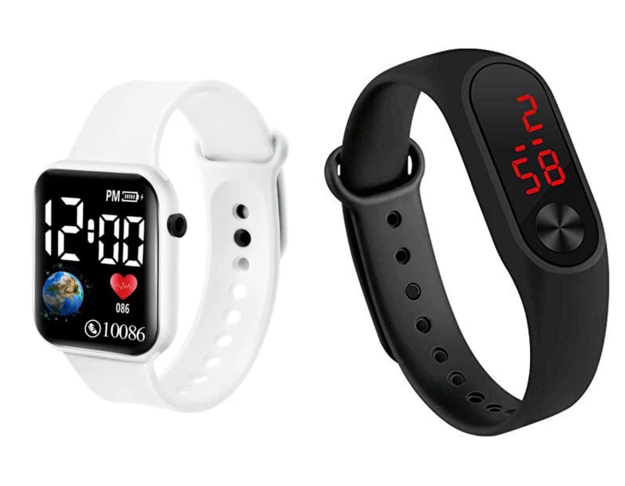MVS Digital Square and Rectangular Dial Watches | Day & Date Display | for Boys & Girls | One + One Watch Combo | (Pack of 2) (White) (B0C869QCN5) Amazon Price History, Amazon Price Tracker
