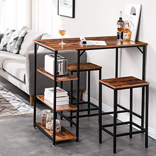 Ibuyke 26" H Bar Stools, Set Of 2 Bar Chairs With Footrest, Backless Dining Counter Stools, Industrial Kitchen Breakfast Stools With Adjustable Feet, Easy Assembly, Rustic Brown Utmj051H #TOP3