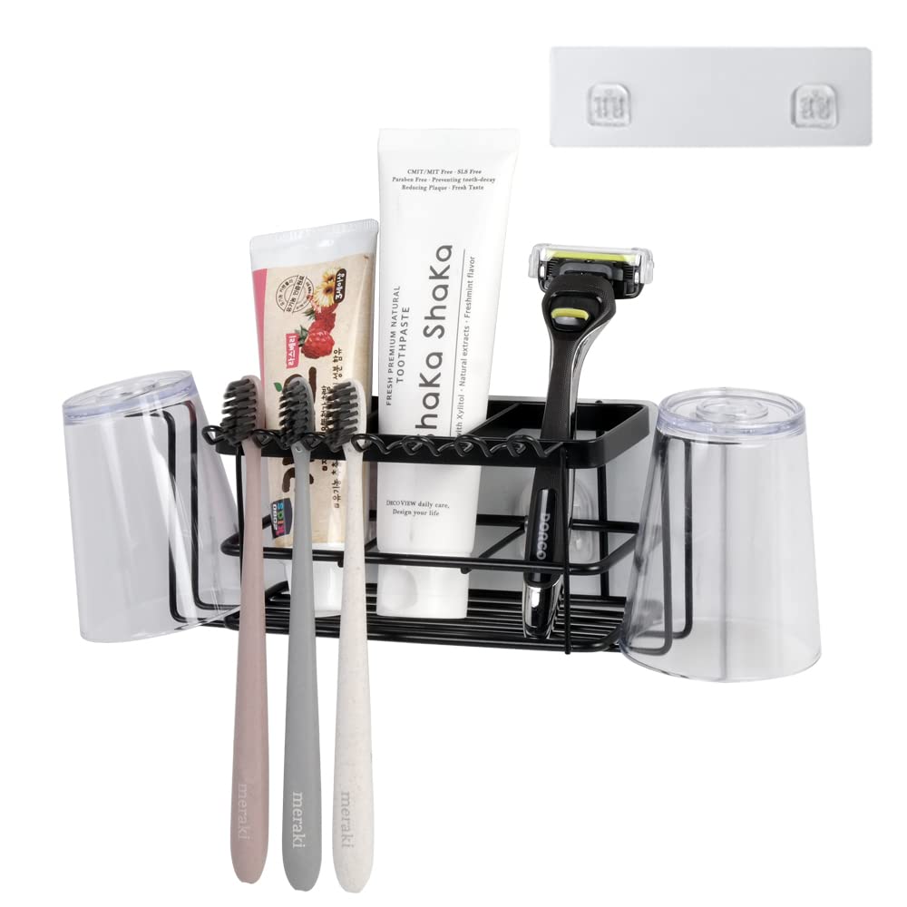 Bath Beyond Toothbrush Holder Wall Mounted Multi-Application SUS 202 Stainless Steel Bathroom Wall Mount for Toothbrushes, Cups, Shave Blades 11 Different Slots Rust-Resistant Included Adhesive Pad