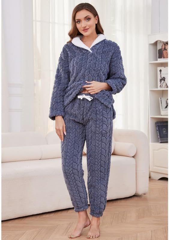 LYCY Fluffy Pajamas set for Women Fleece Pullover 2 Piece Pjs Set Soft Plush Sleepwear Winter Loungewear - Image 3