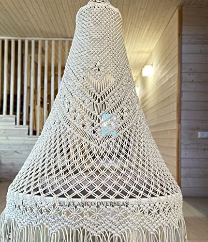 Generic Hanging Macrame Swing Chair (Swing Only) - 100% Cotton Rope & Iron Frame - 72" x 72" - 330 lbs Max Weight - Picture Color