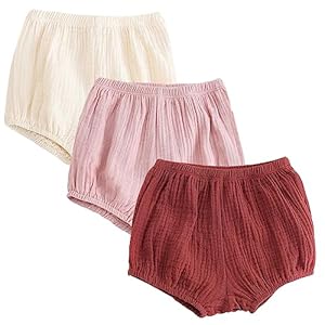 EISHOW Infant Baby Cotton Linen Bloomer 3 Pack Shorts Newborn Toddlers Girls Boys Summer Soft Diaper Cover Underwear Panty
