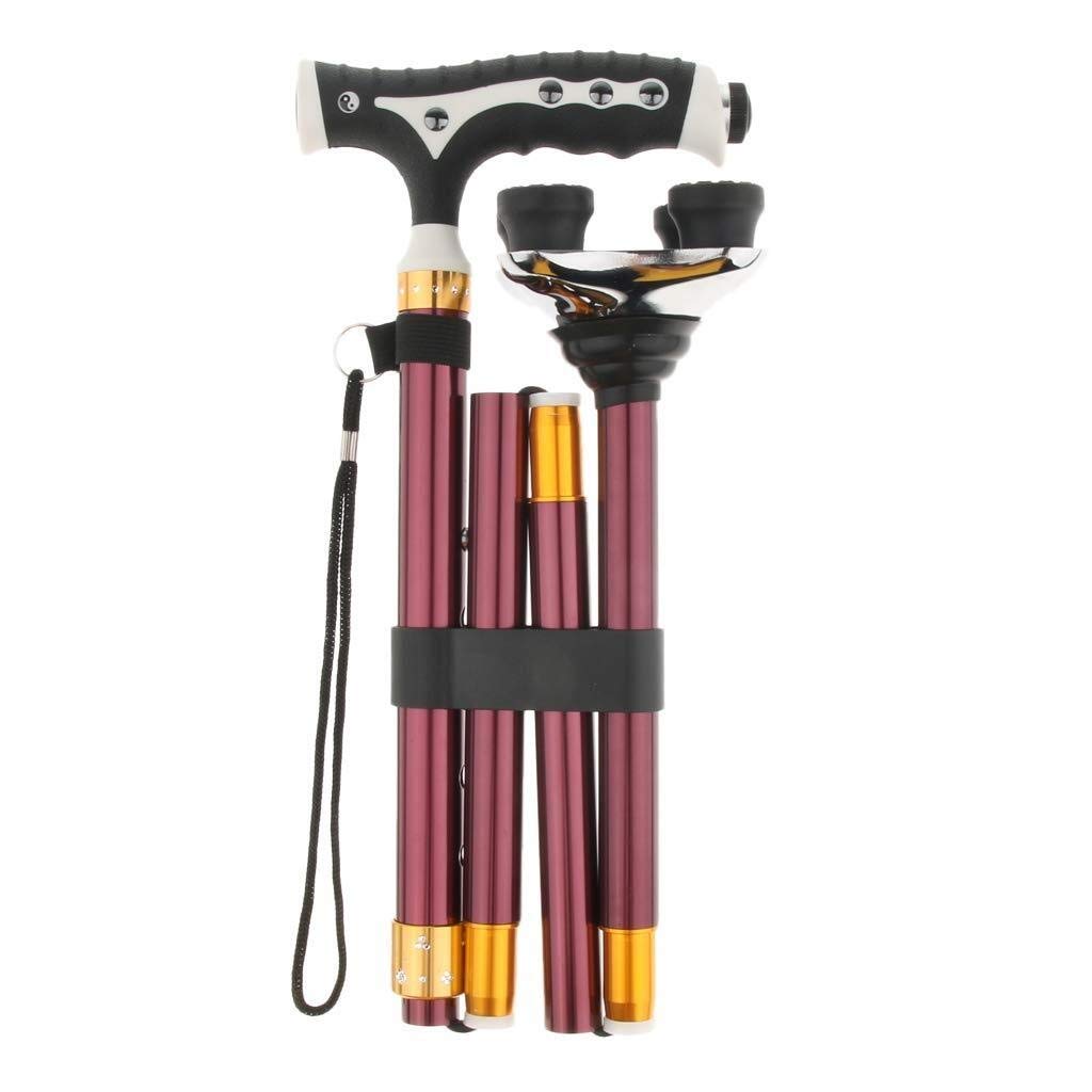 Bastón Plegable con luz LED Bastón para Caminar Bastón para Caminar Muletas Bastón ergonómicamente Ajustable, Altura Ajustable 86-96 cm Muletas Decorate