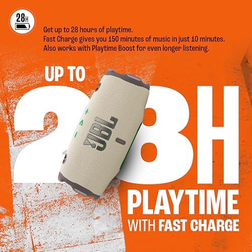 Image of JBL Charge 6, Powerful Pro Sound with AI Sound Boost Wireless Portable Bluetooth Speaker,28 Hrs Playtime, Auracast Multi-Speaker Connection, Built in Power Bank, IP68 Waterproof & dustproof, Sand