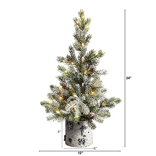Nearlynatural24inflockedchristmasartificialtreeindecorativebirchbarkplanterwith30ledlights  Urban Country Home Decor Nearly natural 24in flocked christmas artificial tree in decorative birch bark planter with 30 led lights  urban country home decor