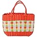 Cabilock Panier de Marché Tissé Panier D'épicerie Français Portable Sac de Plage en Paille Sac de Cadeau Bolga Africain Panier Panier de Rangement Poubelle pour Cuisine à Domicile (Orange)