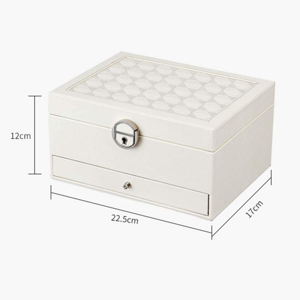 DaiHan Szkatułka na biżuterię, szkatułka na biżuterię, zamykany organizer na biżuterię z lusterkiem, na pierścionki, bransoletki, kolczyki e stal szlachetna, colore: biały, cod. SSH-17