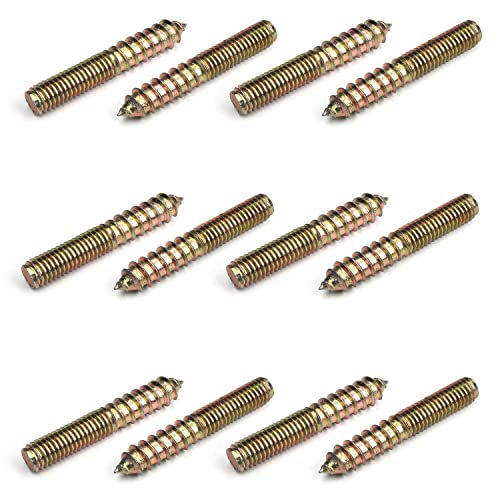 Double Headed Hanger Bolts M8x50mm Carbon Steel Self-Tapping Screw for Pet Furniture, Outdoor Furniture, Household Furniture,Bronze 15PCS