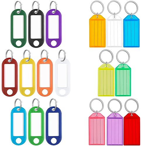 Uniclife 60 Pack Tough Plastic Key Tags with Split Ring