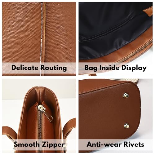 Image of Women's Tote Bag Elegant Multi-Pocket Handbag with Heart Pendant, Spacious & Stylish for Work, Travel & Daily Use