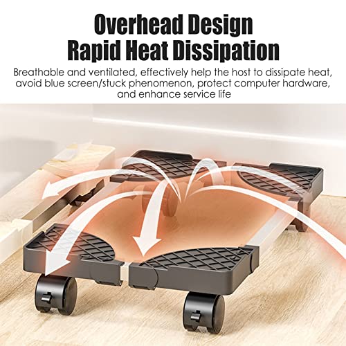 Soporte Móvil para Torre de Computadora, Soporte para CPU con Ruedas Bloqueables, Ajustable, Negro miniatura 5