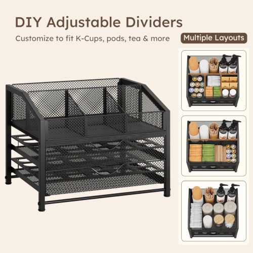 Image of Homsorout Coffee Pod Holder, Coffee Station Holds 56 Small /28 Big Capsules