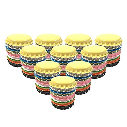 HAWORTHS 100 PCS Crown Bottle CaPs Decorative Bottle Cap Double Sideds Printed Craft Bottle Stickers for Hair Bows, DIY Pendants or Craft ScraPbooks Mixed Colors(10colors)…