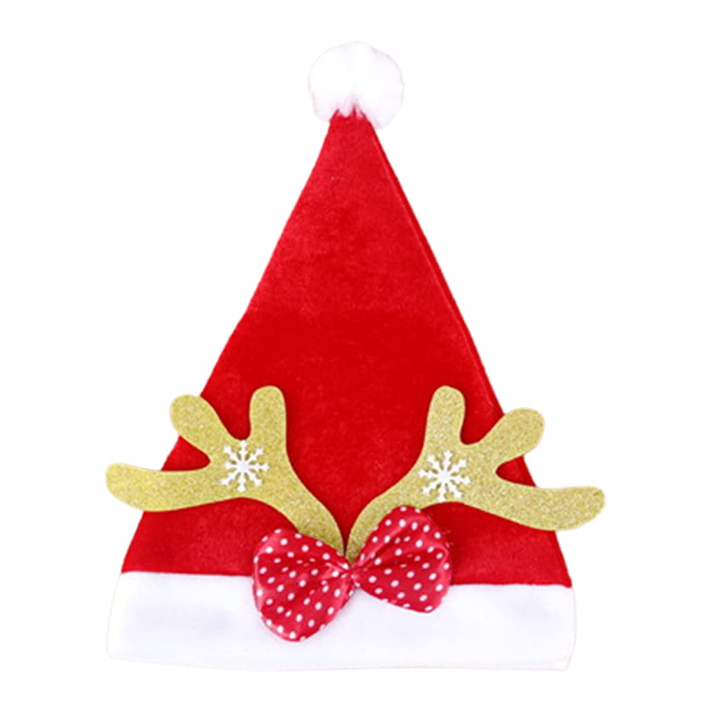 Tsophreniq Parent-Child Reindeer Antlers Golden Velvet Headband Holiday Antler Christmas Personality Outdoor for Kid Adult Christmas Hats
