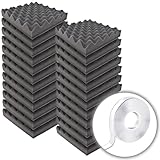 【 波型5cm 24枚セット 】 防音ファストラボ 極厚 波型 ウレタンフォーム スポンジ 吸音材 緩衝材 クッション材 25cm×25cm 密度26kg/m3 両面テープ付属で簡単取り付け