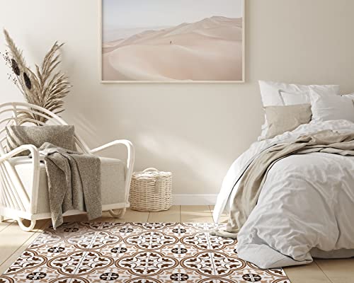 Tapis vinyle fleur brun 60x200 cm imperméable et antidérapant - 3