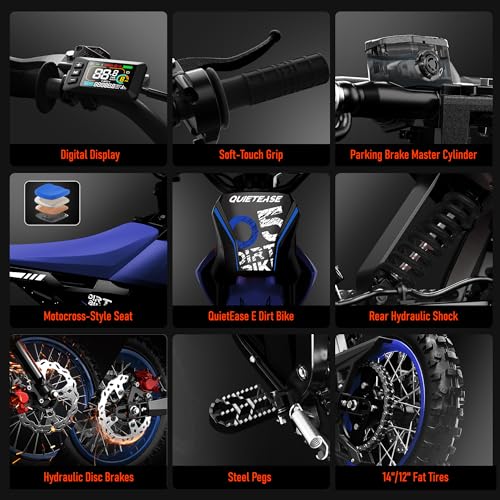 Image of Electric Dirt Bike for Teens & Adults, 3000W Peak Motor Electric Motorcycle, 48V 23.4Ah Battery Off-Road E Dirt Bike with Hydraulic Brakes & 3 Speed Modes (Dark Blue)
