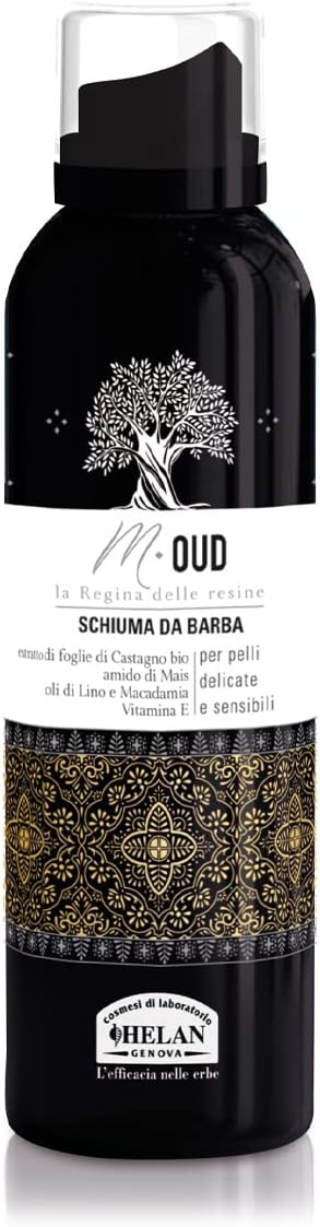 M Oud - Shaving Foam for Men against Irritation and Redness, Gentle Emulsion Promotes Razor Smoothness on Skin - Emollient and Nourishing with Vitamin E and Linseed Oil - Made in Italy, 200 ml