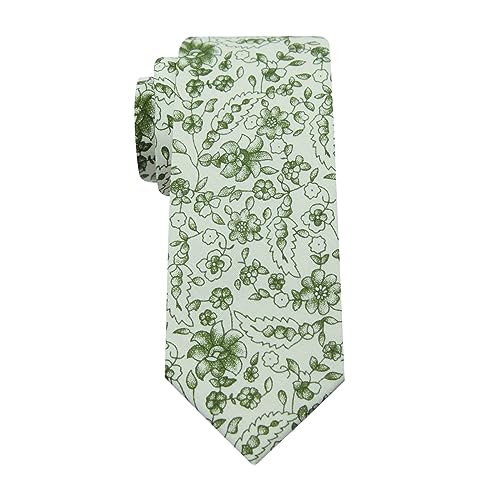 Image of Mantieqingway Floral Ties for Men Skinny Cotton Tie Flower Necktie