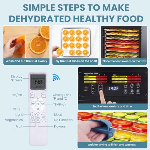 Image of Food Dehydrator for Jerky, 12 Stainless Steel Large Trays, 1200W Fruit Dehydrator with Remote Control, 24H Timer and 194F Temperature Control, Food Dryer for Jerky, Herbs, Fruit, Dog Treats