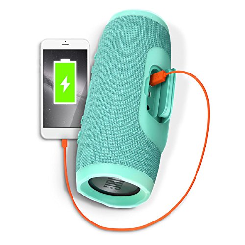 Image of JBL Charge 3 by Harman Portable Bluetooth Speaker with Upto 20 Hours Playtime, Built-in 6000 mAh Powerbank & IPX7 Waterproof (with Mic, Teal)