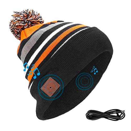 Allnice Bluetooth Beanie Hat Wireless Bluetooth Knitted Headset Unisex Cap with Headphone Microphone Christmas Winter Knitted Cap for Men Women Hands Free Talking Winter Sports Jogging Camping