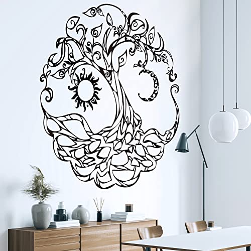 Vepret Tree Of Life Wall Decals Peel And Stick, Large Celtic Sun And Moon Vinyl Wall Stickers, Black Symbol Nature Fairies Plant Vine Home Decor Art For Bedroom Living Room Classroom Office #TOP4