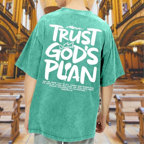 Image of BINTEHGS God Christian T Shirts for Men Jesus Faith Shirt Acid Wash Oversized Tees Bible Verse Graphic Vintage Tshirt