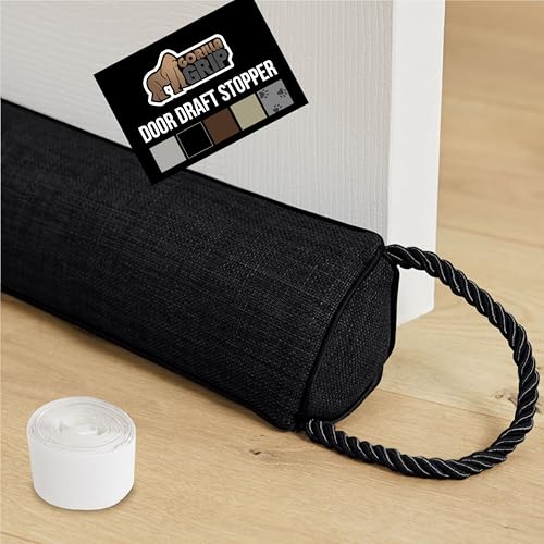 GORILLA GRIP Door Draft Stopper for Bottom of Doors, Cold Air Insulation Sweep, Weather Stripping Seal Noise, Soundproofing, Warmth Sealer, Easy Install Gap Filler, Home Essentials, 32 Inch, Black