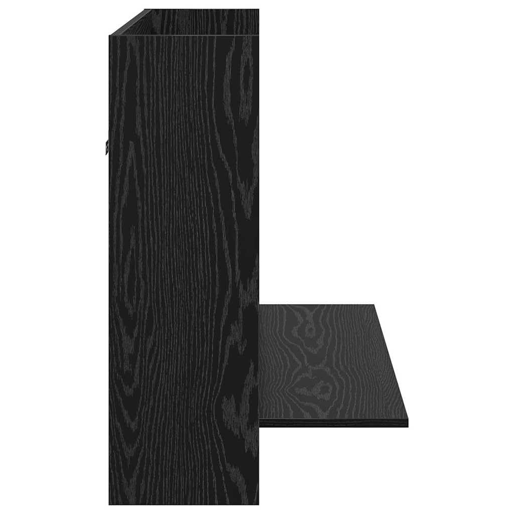 Wandtisch Schwarz Eichen-Optik 105 x 48 x 75 cm Holzwerkstoff mit integrierten Regalen für platzsparendes Home-Office und Moderne Büroorganisation