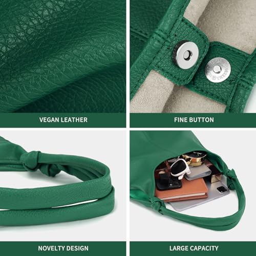 Image of Vegan Leather Hobo Purses set, Slouchy Shoulder Bag Knotted Hobo Bags for Women with a small Purse and Clutch Handbag