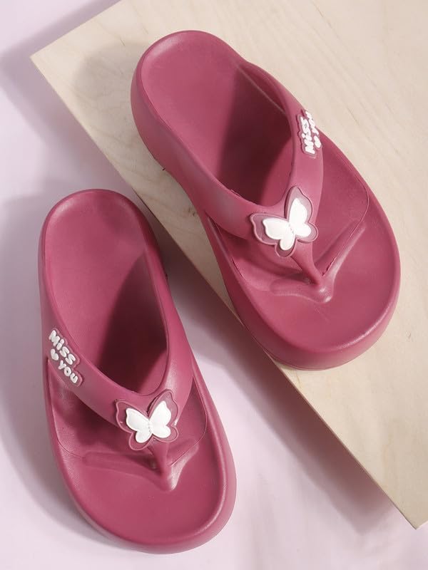 Image of Sukun BTRFLY Women's Soft Anti-Skid Flip-Flops Stylish Comfortable Waterproof Slip-On Slippers for Daily Use