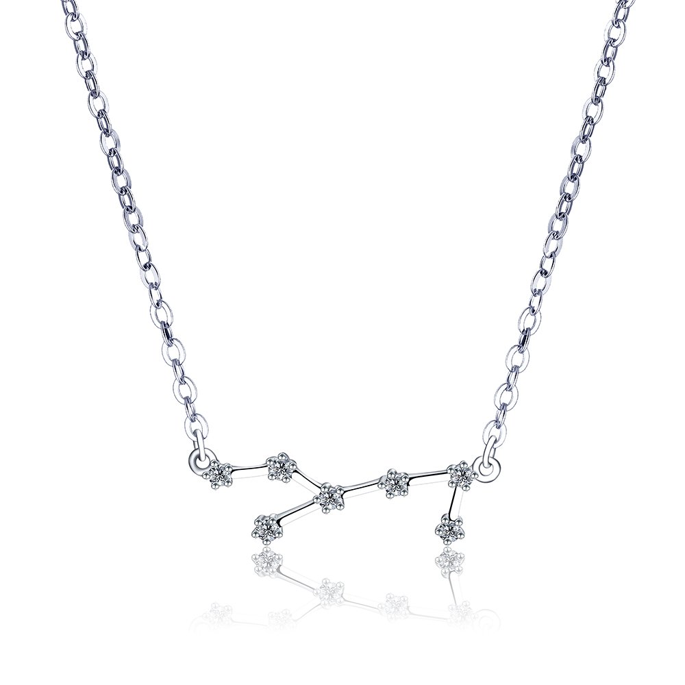 H.ZBRUJ Elegante collar de plata 925 con signo del zodiaco Aries para mujer, collar con colgante de circonita cúbica, Cristal