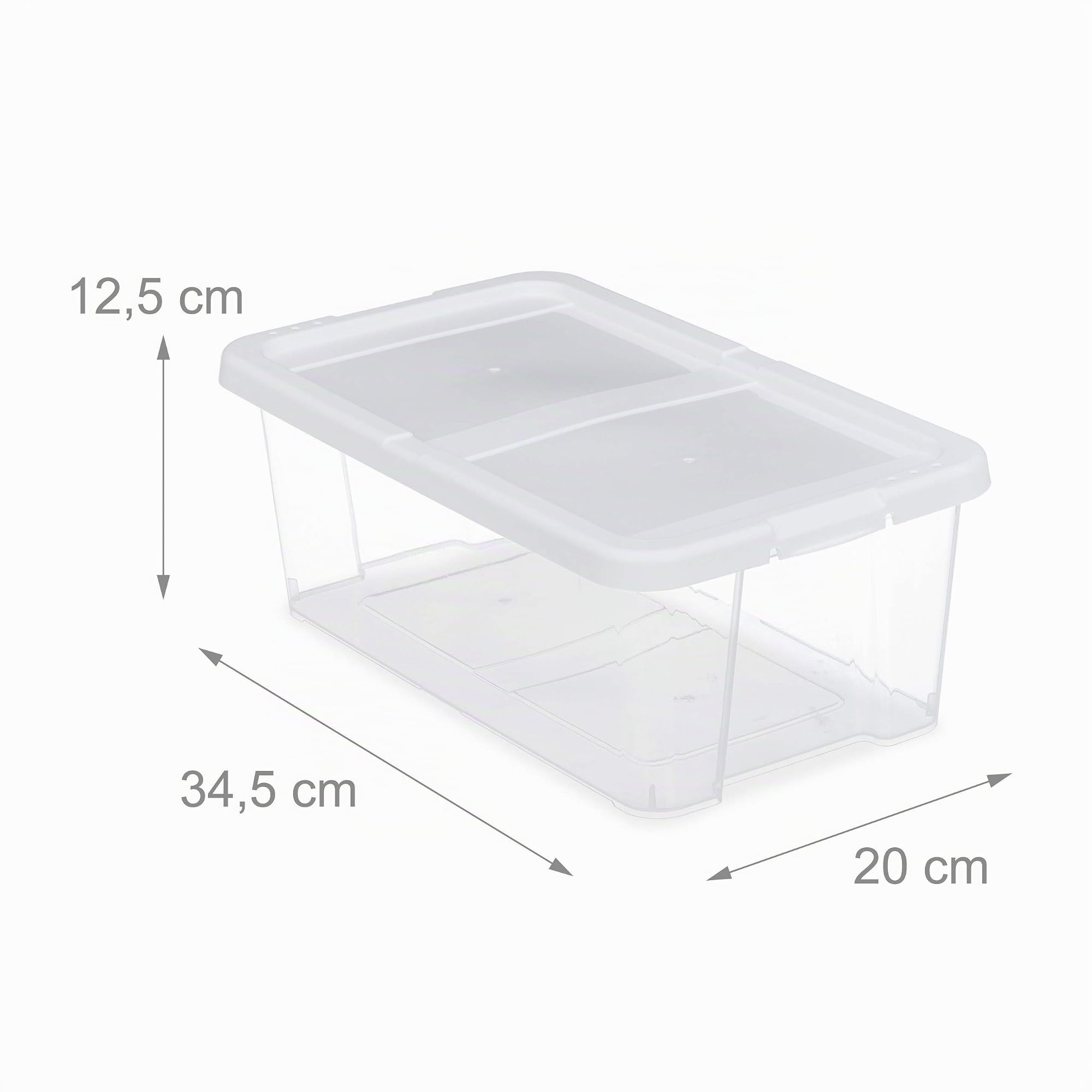 relaxdays Set da 12 Scatole di Plastica per Scarpe, Box Trasparenti Impilabili con Coperchio HLP 12,5x20x34,5cm, Bianche