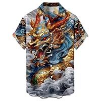 UHouse Chemise Hawaienne Homme Manches Courtes Chemises Fleur Fin Cut Chemisette Court Grande Taille Vêtements Décontracté Button Down Shirt Ete Boutonné Casual Habit Mes Commandes Bleu 5XL