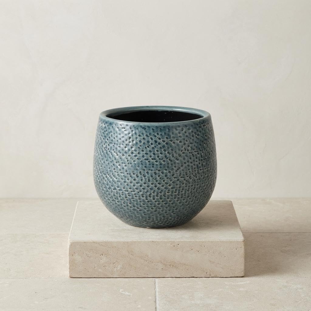 Blumentopf aus Keramik, für Innen und Außen, Blau, Ø 14 cm
