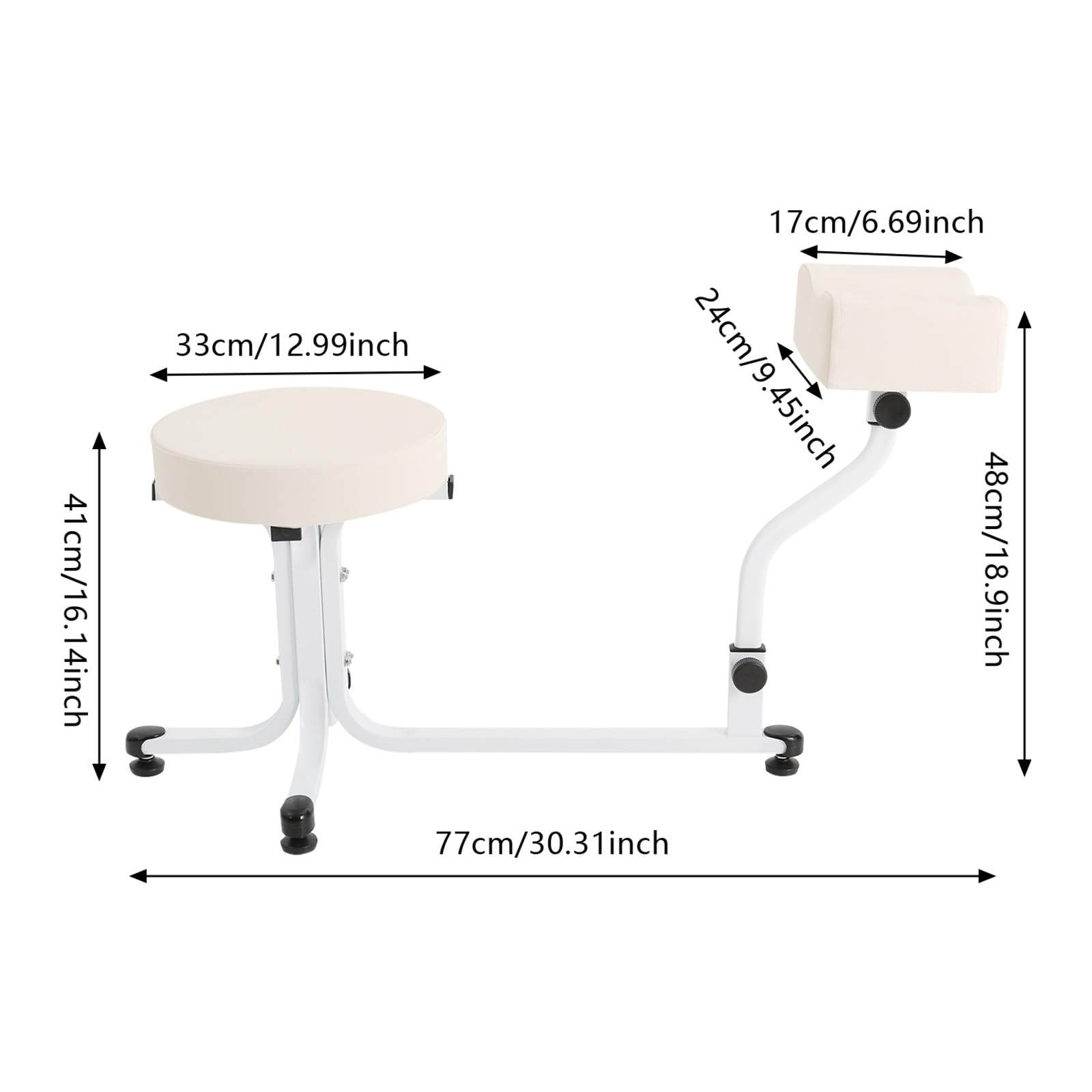 Silla para el cuidado de los pies, 2 en 1 con reposapiés, almohadilla de PVC ajustable, reposapiés, soporte para uñas, spa de belleza, salón de belleza, estudio, suministros de equipo, hasta
