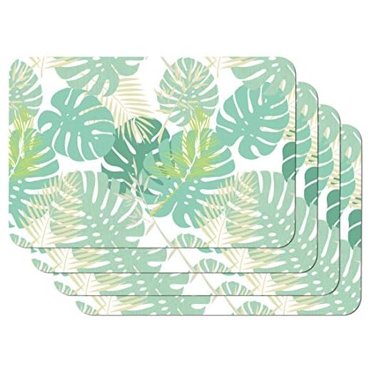 Venilia Salvamanteles, Mantelería, Mantel Individual para el Comedor, Apto para Alimentos, Vert, 4 tajada, 45 x 30 cm, 59107, Plástico Polipropileno, Pri Palm Tree, 30 x 45 cm, 4