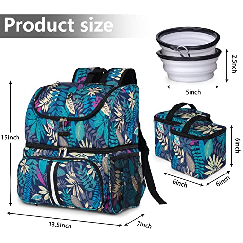 BAGLHER Pet Travel Bag, Double-Layer Pet Supplies Backpack (for All Pet Travel Supplies), Pet Travel Backpack with 2 Silicone Collapsible Bowls and 2 Food Baskets Hawaii by BAGLHER - Used condition - Image 4