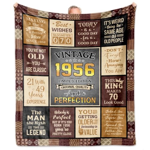 ACBEAT 70th Birthday Gifts for Men, 1956 Birthday Gifts for Man Throw Blanket 60"x50", Birthdays Gifts for 70 Year Old Man, 70th Birthday Decorations for Men, Unique 1956 Birthdays Gift Ideas