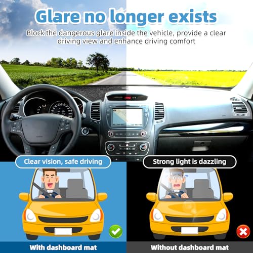 Image of Dash Cover Mat Compatible with Kia Sorento 2013-2014 Non-Slip Dashboard Cover Mat Sunshade UV Rays Protector Interior Accessories