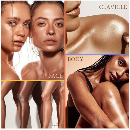 Körper Highlighter Öl Body Luminizer Schimmeröl Flüssig Glitzer Creme Body Glitter Oil Highlighter Körper Flüssiger Körper Glow Schimmer Makeup für Gesicht Körper Bein (Roségold) – Bild 4