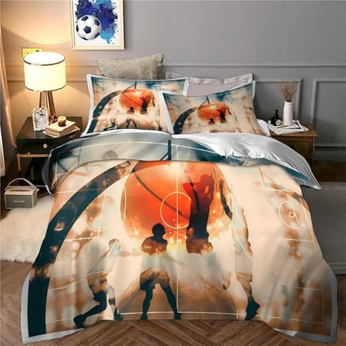 Housse de couette basketball hypoallergique parure lit fermeture eclair