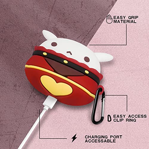 Alquar Genshin Impact Case For Airpods Pro, 6 In 1 Silicone Airpods Pro Accessories Cover, Cute Klee Anime Cartoon Skin For Girls Women With Watch Holder/Ear Hooks/Keychain/Brush/Strap(Jumpy Dumpty) #TOP3