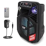 Pyle 8” Bluetooth Portable PA Speaker - 300W Karaoke Machine with Flashing LED Lights, Built-in Rechargeable Battery, FM Radio, USB/MP3 Connectivity, 300W Max Power, Bluetooth Streaming