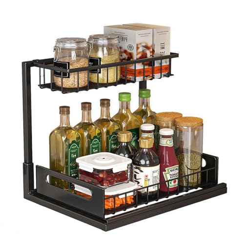 Catálogo de Almacenaje bajo fregadero los mejores 10. 47 Almacenaje de Cocina de Estante de 2 Niveles Deslizante L - Organizador y Almacenaje de Bajo El Fregadero, Resistente al Óxido, Organizador de Espacio para Armarios, Deslizante,...