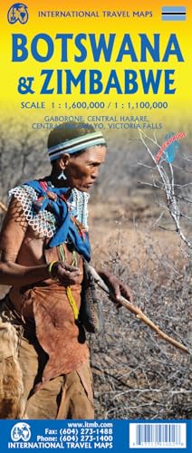 BOTSWANA AND ZIMBABWE: ITM Travel Reference Map 1:1500000
