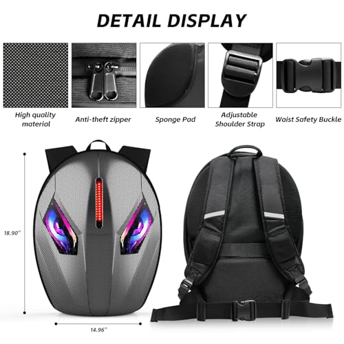 Motorcycle Backpack for Men, LED Backpack With DIY Programmable Full Color Screen, Hard Shell Large Capacity Waterproof Helmet Bag Laptop Backpack4