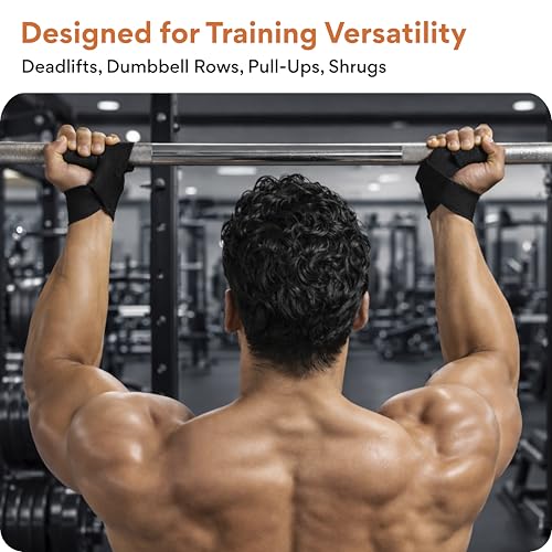 Image of FOVERA Weight Lifting Straps | Wrist Support for Gym & Powerlifting | Anti-Slip Hand Grip Enhancer for Deadlifts, Rows & Pull Ups | Adjustable Workout Accessories for Men & Women (1 Pair)
